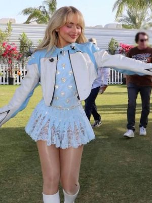 Coachella 2024 Sabrina Carpenter Cropped Leather Jacket