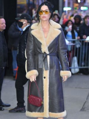 Good Morning America Studios Katy Perry Leather Shearling Coat