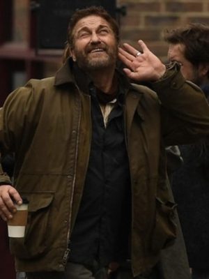 Greenland Migration 2026 Gerard Butler Brown Cotton Jacket