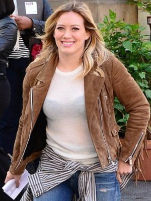 Hilary Duff Brown Suede Fringe Jacket