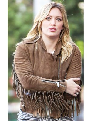 Hilary Duff Brown Suede Fringe Jacket