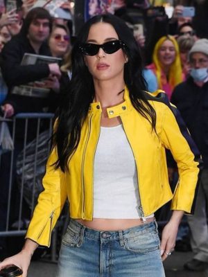 Katy Perry New Yellow Biker Leather Jacket
