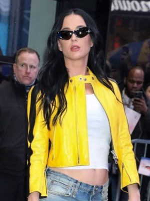 Katy Perry New Yellow Biker Leather Jacket