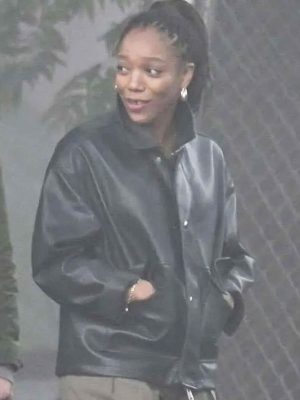 Naomi Ackie Clayface 2025 Black Leather Jacket