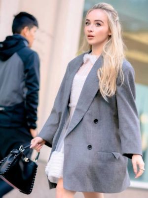 Sabrina Carpenter Oversized Grey Wool Blazer