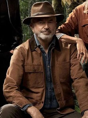 Sam Neill Jurassic World Dominion Brown Cotton Jacket