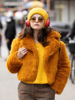 Selena Gomez Only Murders In The Building Orange Fur Jacket