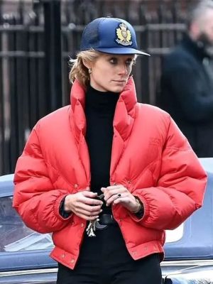 The Crown S05 Princess Diana Red Puffer Jacket