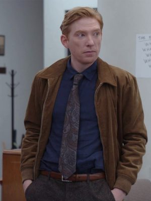 The Paper S01 Domhnall Gleeson Brown Bomber Jacket