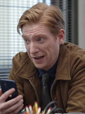 The Paper S01 Domhnall Gleeson Brown Bomber Jacket