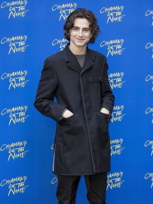 Timothée Chalamet Black Cotton Long Coat
