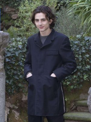Timothée Chalamet Black Cotton Long Coat
