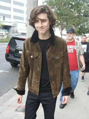 Timothée Chalamet Brown Suede Leather Jacket