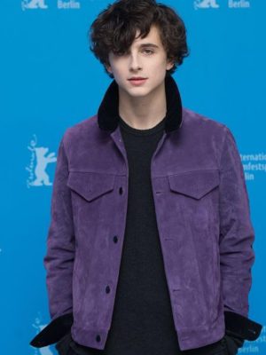 Timothée Chalamet Purple Suede Leather Jacket