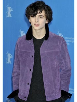 Timothée Chalamet Purple Suede Leather Jacket