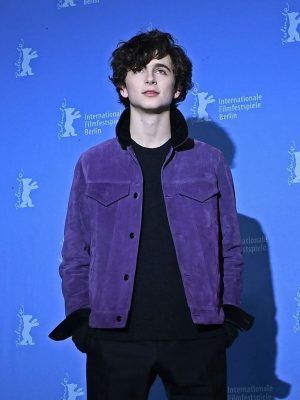 Timothée Chalamet Purple Suede Leather Jacket