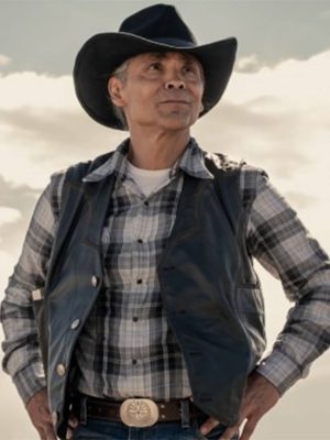 Zahn McClarnon Dark Winds Black Leather Vest