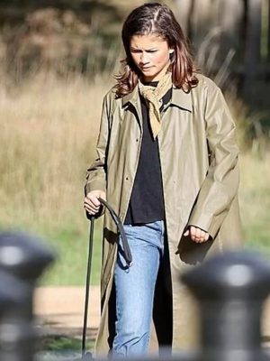 Zendaya Green Cotton Long Coat