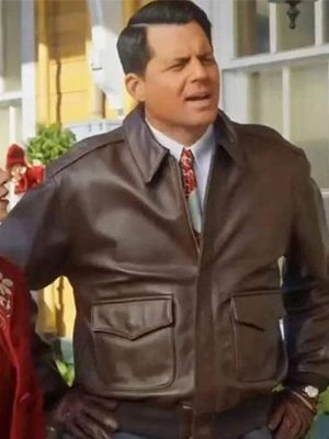 A Biltmore Christmas Kristoffer Polaha Brown Leather Jacket