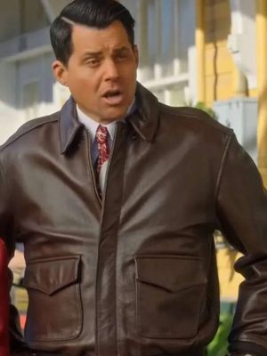 A Biltmore Christmas Kristoffer Polaha Brown Leather Jacket