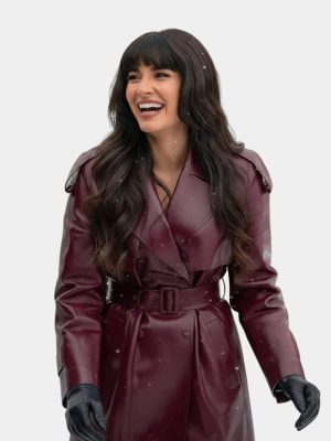 A Merry Little Ex-Mas 2025 Jameela Jamil Leather Coat