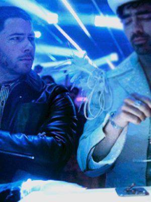 A Very Jonas Christmas Movie 2025 Nick Jonas Leather Jacket