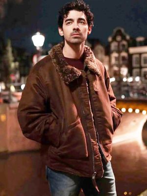 A Very Jonas Christmas Movie Joe Jonas Shearling Jacket
