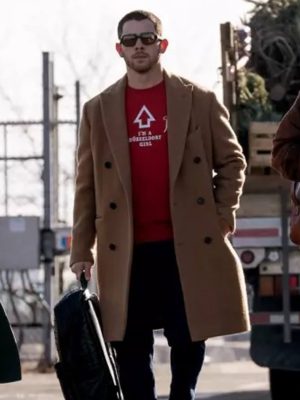 A Very Jonas Christmas Movie Nick Jonas Brown Wool Coat