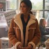 Emmanuelle Chriqui Superman & Lois Brown Shearling Coat