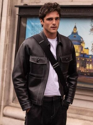 Jacob Elordi Classic Black Leather Jacket