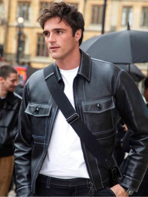 Jacob Elordi Classic Black Leather Jacket