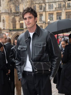 Jacob Elordi Classic Black Leather Jacket