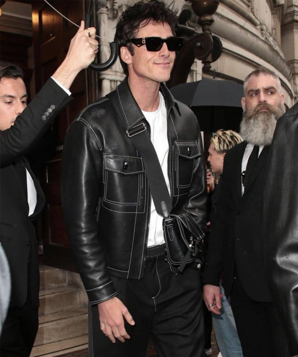 Jacob Elordi Classic Black Leather Jacket