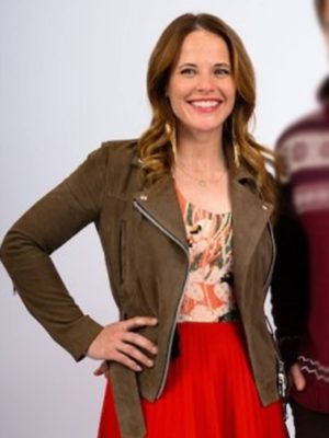 Katie Leclerc A Cherry Pie Christmas 2025 Suede Jacket