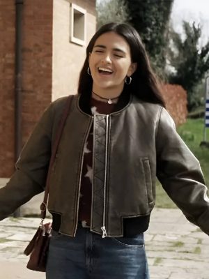 Maia Reficco La Dolce Villa Grey Bomber Jacket