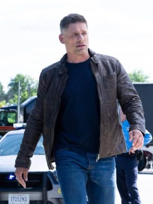 Matt Lauria Sheriff Country 2025 Brown Leather Jacket