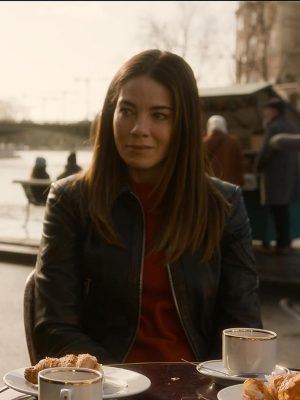 Michelle Monaghan The Family Plan 2 Black Leather Jacket