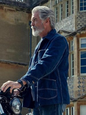 Pierce Brosnan The Thursday Murder Club Blue Denim Jacket