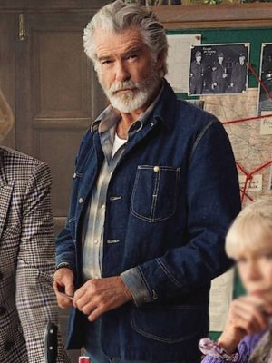Pierce Brosnan The Thursday Murder Club Blue Denim Jacket
