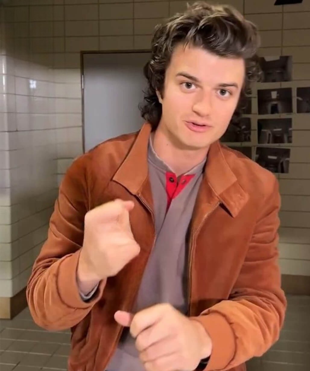 Joe Keery Stranger Things S5 Brown Suede Jacket