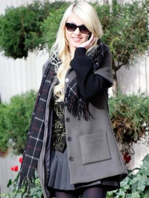 Taylor Momsen Gossip Girl Grey Wool Coat