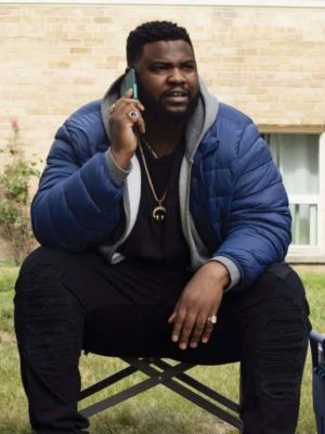 Tobi Bamtefa Mayor of Kingstown S02 Blue Puffer Jacket