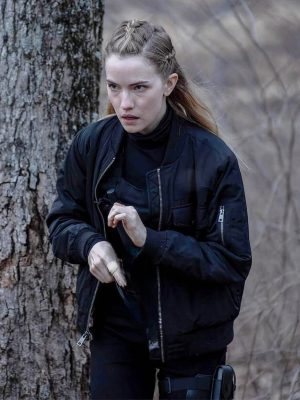 Willa Fitzgerald Alarum 2025 Black Bomber Jacket