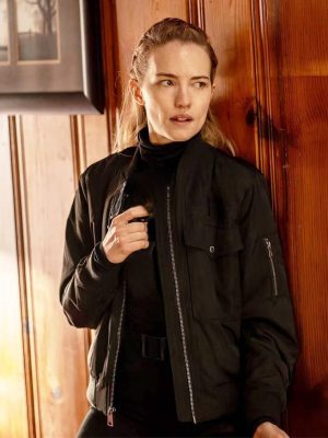 Willa Fitzgerald Alarum 2025 Black Bomber Jacket