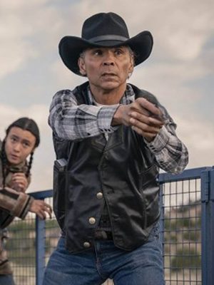 Zahn McClarnon Dark Winds Black Leather Vest