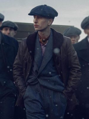 Barry Keoghan Peaky Blinders: The Immortal Man 2026 Brown Leather Jacket