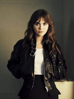 Emilia Jones Charlie Harper 2025 Black Leather Jacket