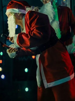 Jingle Bell Heist 2025 Olivia Holt Red Santa Coat
