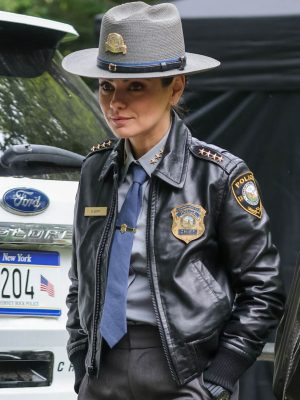 Mila Kunis Wake Up Dead Man 2025 Leather Bomber Jacket