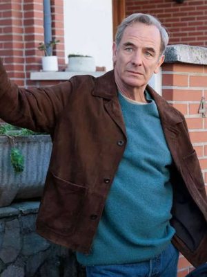 Robson Green The Game 2025 Brown Suede Jacket